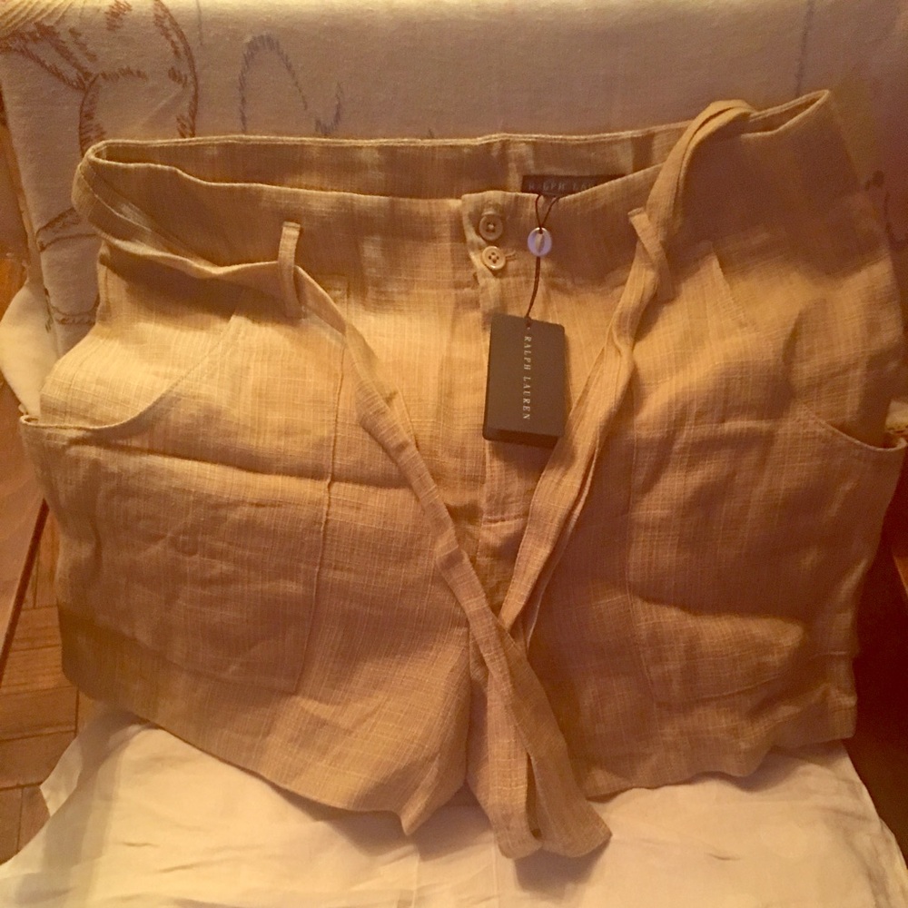 Ralph Lauren Collection Linen Utility Shorts sz 10